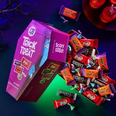 Image of product Milk Chocolate Assorted Trick or Treat Halloween Candy Coffin Gift Box by Hershey's