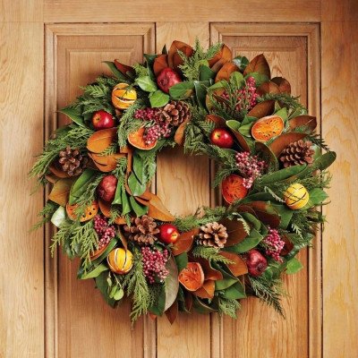 Image of product Holiday Fruit Live Wreath by Williams Sonoma