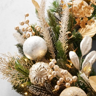 Image of product Gilded Champagne Ornament Faux Wreath by Williams Sonoma