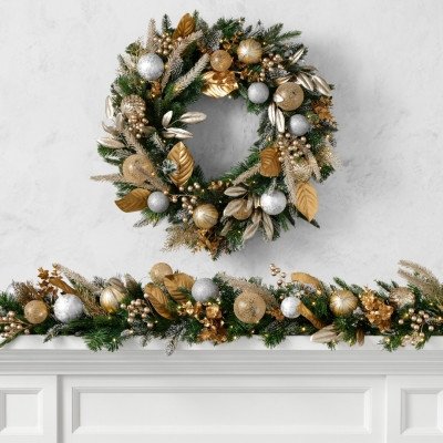 Image of product Gilded Champagne Ornament Faux Wreath by Williams Sonoma