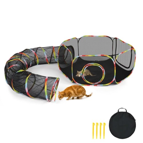 Image of product Outdoor Portable Cat Play Tent with Tunnel Playpen Enclosed for Small Animals by Tucker Murphy Pet