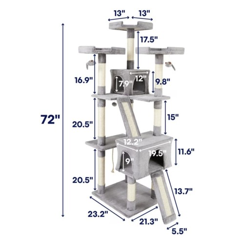 Image of product 72-in Faux Fur Cat Tree & Condo by Frisco