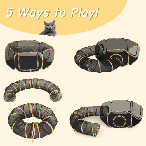 Image of product Outdoor Portable Cat Play Tent with Tunnel Playpen Enclosed for Small Animals by Tucker Murphy Pet