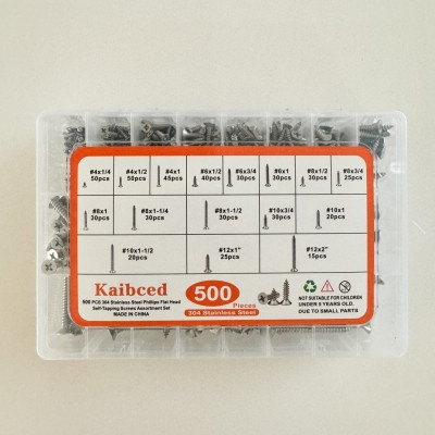 Image of product Phillips Flat Head Self-Tapping Screws Assortment Set by Kaibced