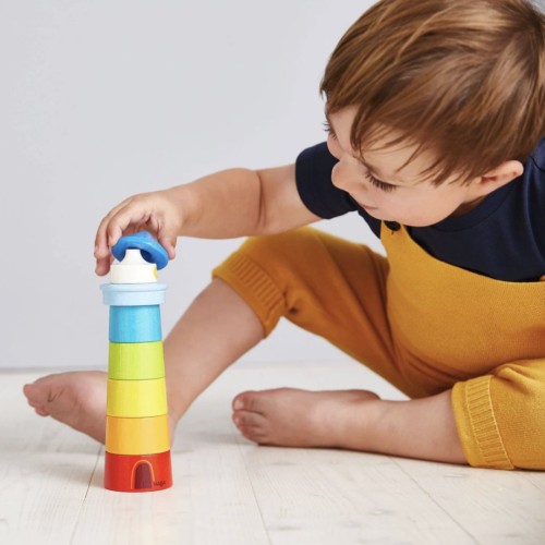 Image of product Lighthouse Wooden Rainbow Stacker by Haba
