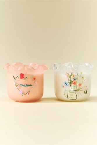 Image of product Ruffled Edge Floral Wildflower Bouquet Glass Candle by Anthropologie