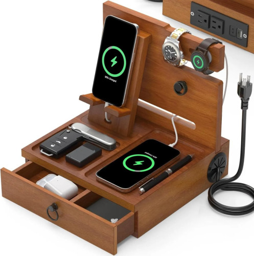Image of product Personalized Wooden Docking Station by CraftedCornar