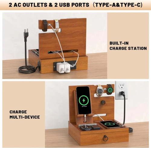 Image of product Personalized Wooden Docking Station by CraftedCornar