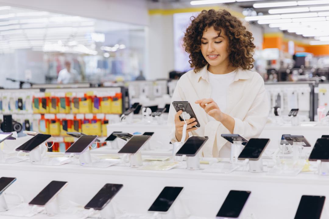 A person trying to decide which electronics to buy