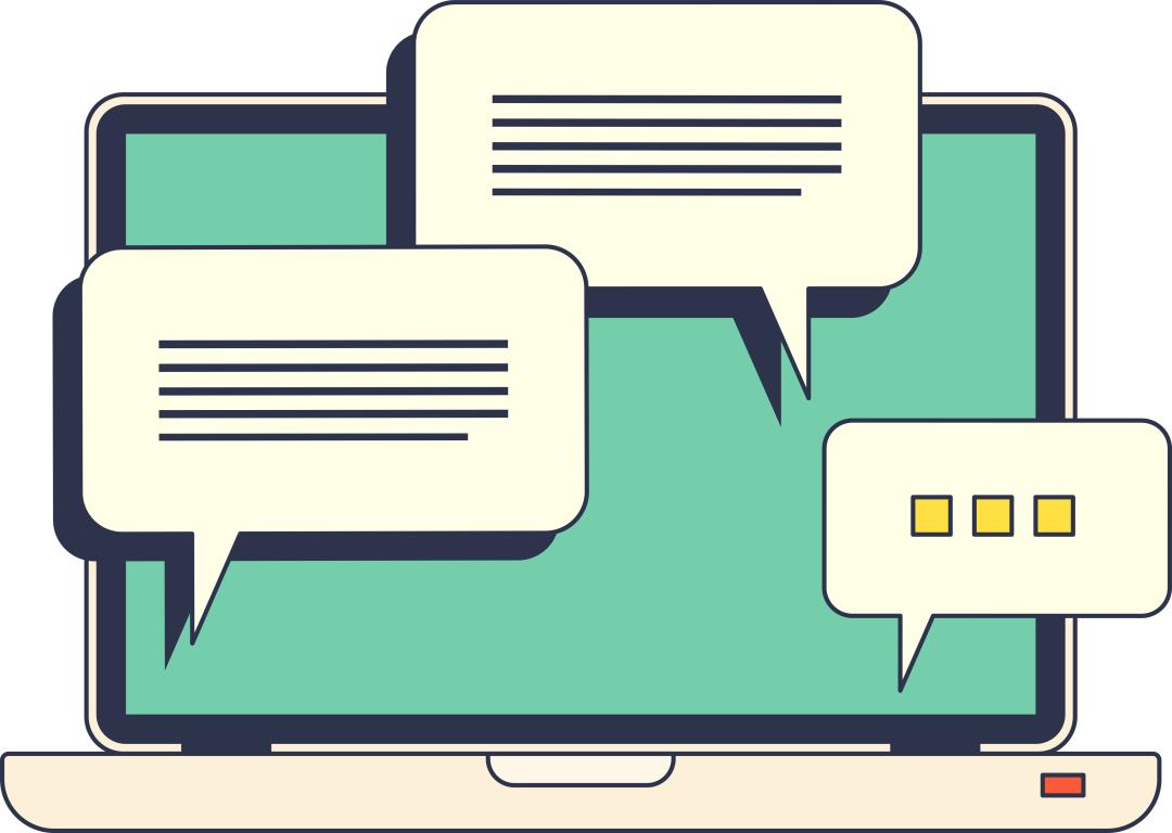 Graphics of text bubbles in a green background