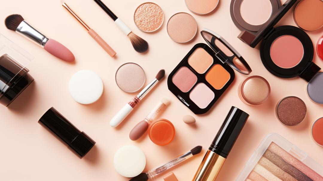 An assortment of makeup products