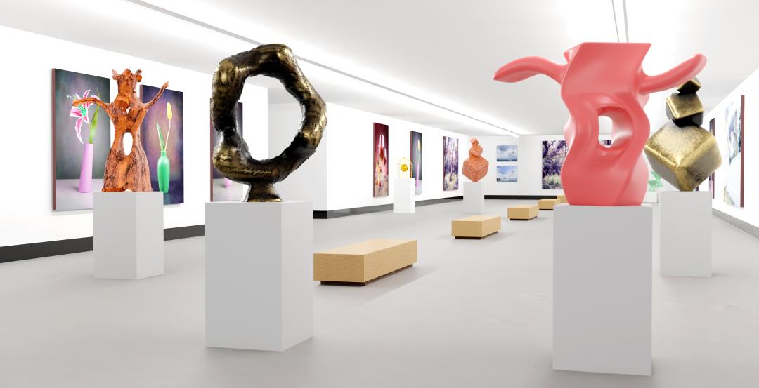 Art gallery with several art pieces